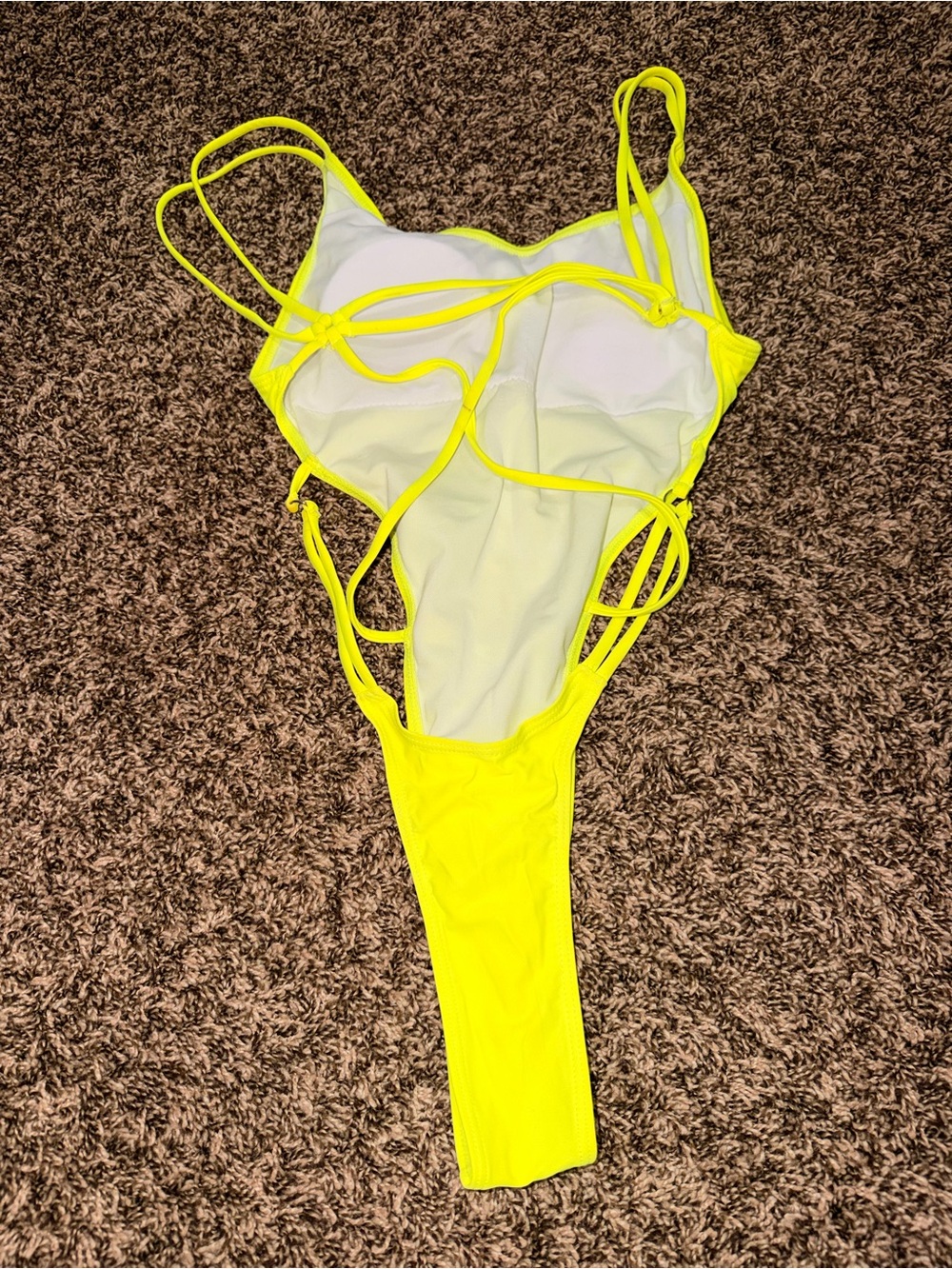 Lime Green Strappy Back One Piece Bodysuit Swimsuit